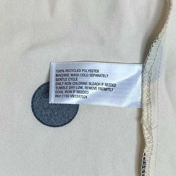 A New Day Crepe Rouched Cinched High Low Dot Dress Cream/Black NWT Short Sleeve - Picture 10 of 11